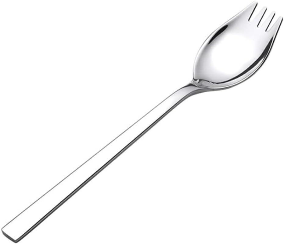 SECFOU 6pcs Stainless Steel Handle Spork for Salad and Dessert Heavy-duty Multi-use Kitchen Utensils Dishwasher Safe Dining Spoons for Home and Catering