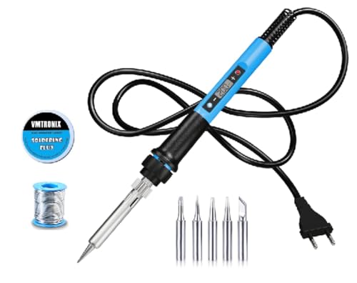 Image of LCD Digital Display Soldering Iron with 5 Additional Bits (LCD Display Iron with 5 Tips Solder Wire Solder paste)