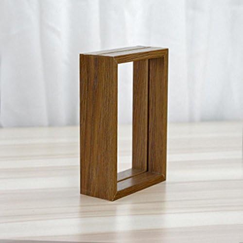 XUZHANG Creation of the picture frame pendulum decorative frame in solid wood - double-sided glass frame single European frame strong plant specimens, leather, Square 5 inch, brown