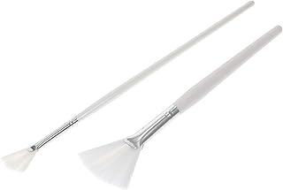 NOLITOY 2pcs Fan Face Mask Brush Set Wood Han...