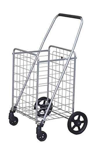 Wellmax WM99024S Grocery Utility Shopping Cart, Easily Collapsible and Portable to Save Space and Heavy Duty, Light Weight Trolley with Rolling Swivel Wheels
