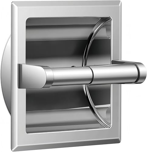 FORIOUS Recessed Toilet Paper Holder, Stainless Steel Durable Tissue Roll Holder Wall Mount for Bathroom Space Saving Design with Mounting Bracket, Wall Toilet Paper Dispenser Insert, Brushed Nickel