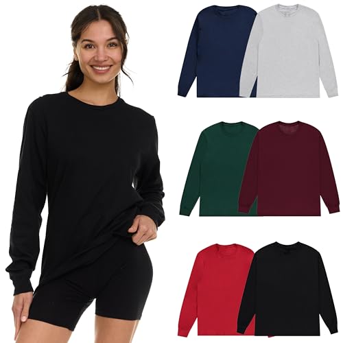 BILLIONHATS Womens Long Sleeve Oversized T-Shirts Cotton Casual Fit Sleeved Tees Tops Baggy Style Bulk Wholesale Tshirt Packs