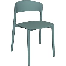 LESHI Plastic Dining Chairs,Modern Dining Chairs Quick Assembly Simple Kitchen Chairs for Indoor or Outdoor Cyan Blue, 3 Pack