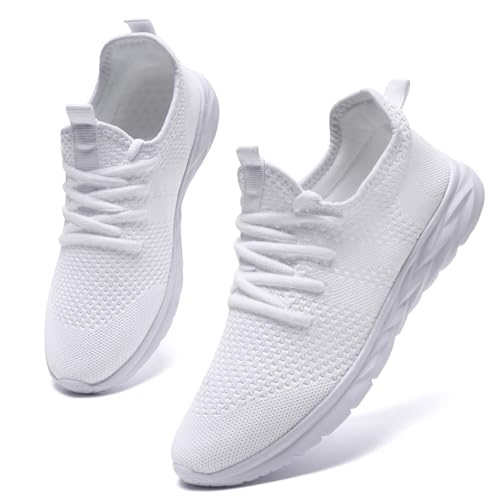 AZSDXS Leicht Turnschuhe Sportschuhe Damen Sneaker Atmungsaktive Hallenschuhe Sommer Schuhe Laufschuhe Outdoor für Fitness Tennis Jogging Bequem Straßenlaufschuhe Weiß 39