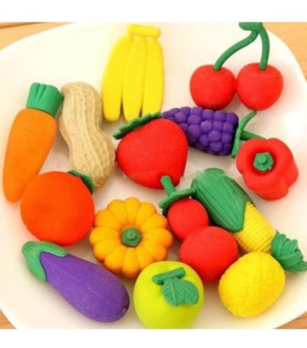 Image of Fruit Shaped Eraser Set (4 Pcs) - Multicolor Rubber School Eraser - Cute Designer Shapes, Multi-Color