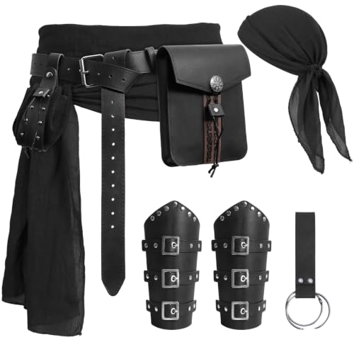 Image of Renaissance Pirate Belt Pouch with Coin Purse Skirt Hike Bracers