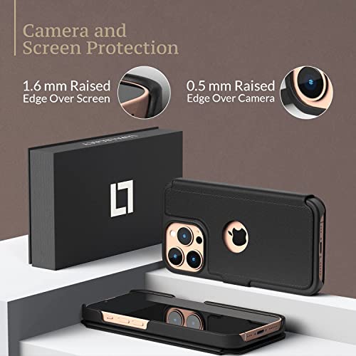 LUPA Legacy for iPhone 16 Pro Wallet Case, Ultra Slim & Protective, Shockproof, Credit Card Holder, Wireless Charging Compatible, Premium Vegan Leather, Folio Cover (6.3") Black by LUPA Legacy - Used condition - Image 3