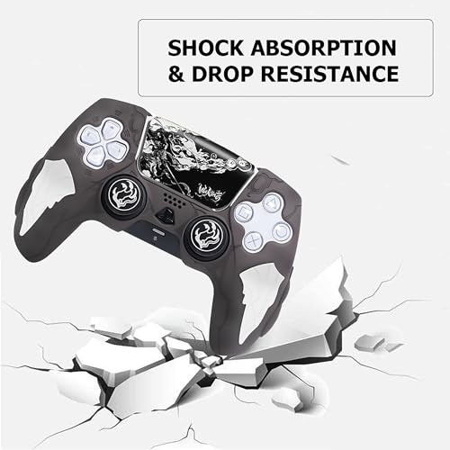 Image of DEADSKULL Thunder Edition Silicone Controller Sleeve, Anti-Slip Protective Cover Skin Compatible with PlayStation 5 Controller, Compatible with DualSense Wireless Controller (Black & White)