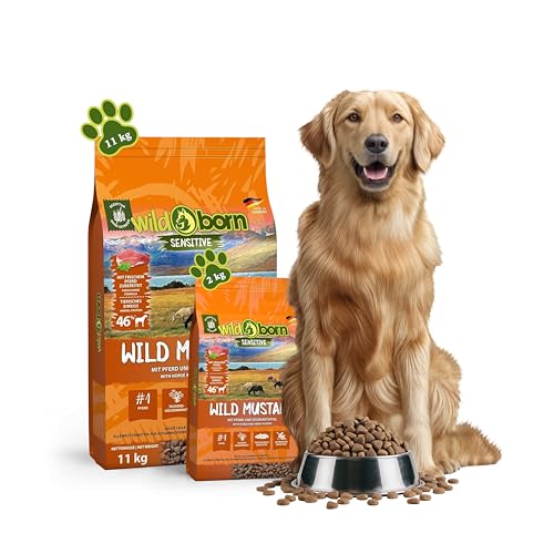 Wildborn Wild Mustang 2 kg Hundefutter – getreidefreies Trockenfutter für Hunde mit Süßkartoffel & Aroniabeeren – ideal für Allergiker, hypoallergen, empfohlen von Tier-Heilpraktikern