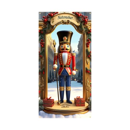 Christmas Door Cover 180cm Snowman Santa Cloth Banner Indoor Outdoor