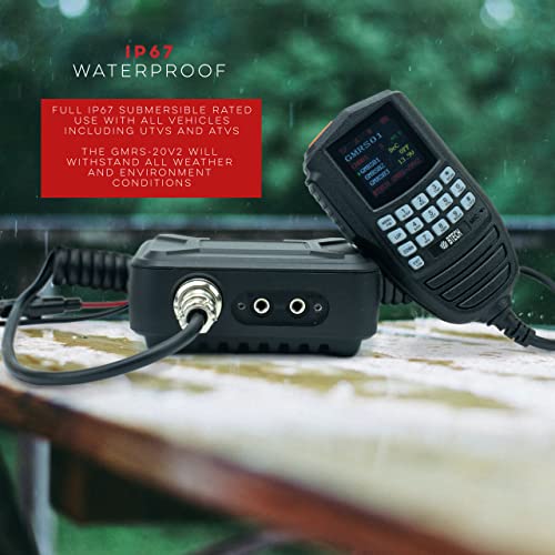 Btech Gmrs-20V2 20W 200 Fully Customizable Channels Mobile Gmrs Two-Way Radio. Ip67 Submersible Waterproof, Repeater Compatible, Dual Band Scanning (Vhf/Uhf), Fm, & Noaa Weather Broadcast Receiver #TOP1