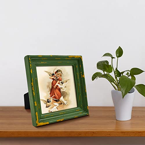 Simon's Shop 4X4 Picture Frame Shabby Chic Picture Frames 4X4 Square, Distressed Moss Green #TOP3