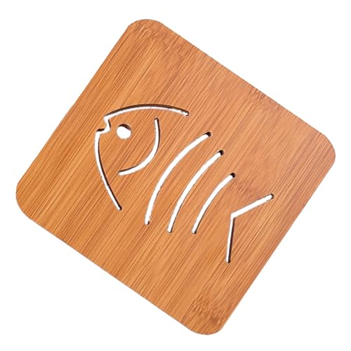 Esteira de Madeira do Copo, Esteira de Madeira Decorativa Antiderrapante do Copo da Forma Dos Peixes