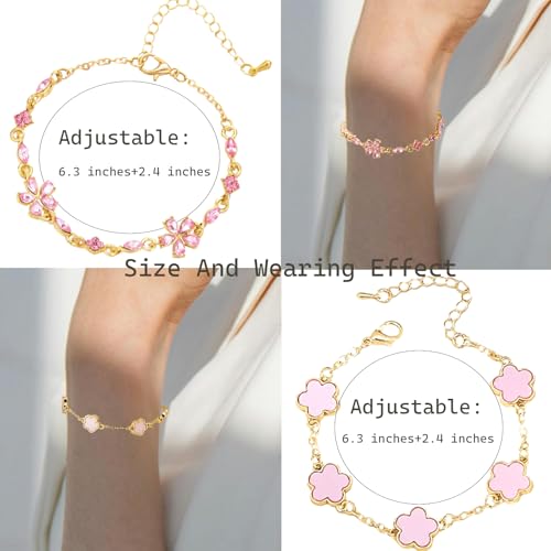 Clover Lucky Bracelet Womens Stackable Gold Bracelets Jewelry 18K Gold Plated Gift Christmas Valentines Birthday Gifts for Girlfriend2