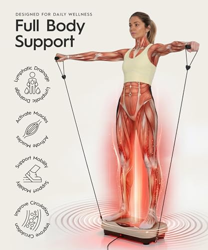 REVO Wave Board with Red Light Therapy | Vibration Plate for Lymphatic Drainage with Bluetooth Speakers, Resistance Bands, Remote | Exercise Machine for Full Body Workout Platform | 330 Lbs Capacity - Thumbnail 5