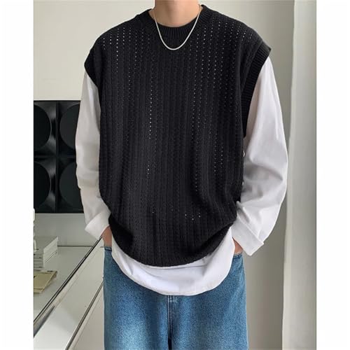 Men's Sweater Vest Loose Casual Warm Sleeveless Crewneck Knit Pullover Classic Waistcoat4