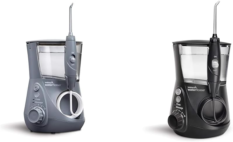 Aquarius Water Flossers WP-667CD Gray and WP-662 Black with 10 Settings, 7 Tips, ADA Accepted