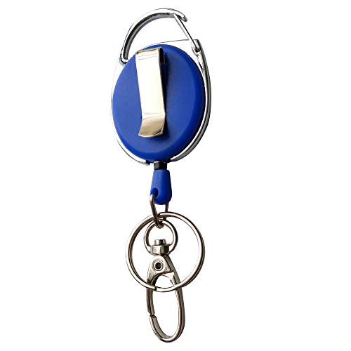 2 Lanyards + 2 Retractable Badge Reel With Clip And Key Ring For Id Card Holders (Blue) #TOP4