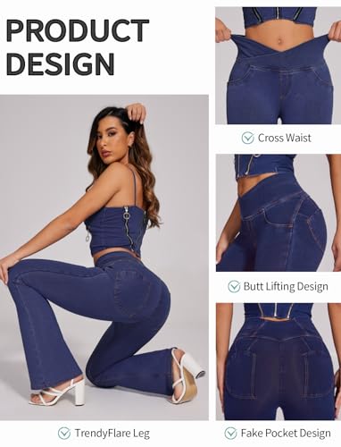 SEASUM Butt Lifting Jeans for Women Bootcut High Waisted Bell Bottom Stretchy Flare Leggings Tummy Control Casual Pants2