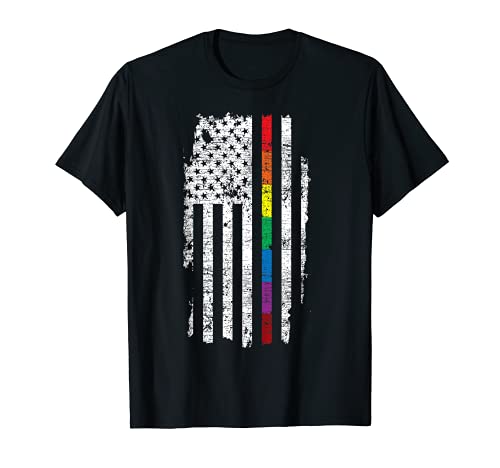 Rainbow USA Flag LGBT Camiseta Gay Pride Gifts Camiseta