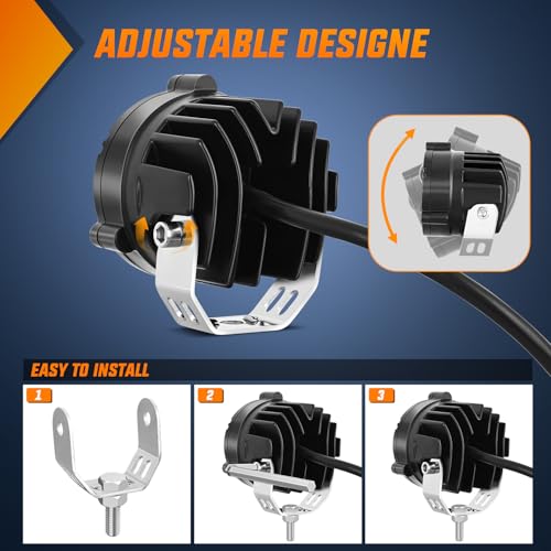 Image of Nilight Motorcycle Driving Lights 2.7 inch White Amber Spot Beam Fog Light LED Pods IP67 Waterproof Auxiliary Offroad Lighting for Motorbike Dirt Bike e-Bike Scooter Snowmobile ATV UTV SUV Truck