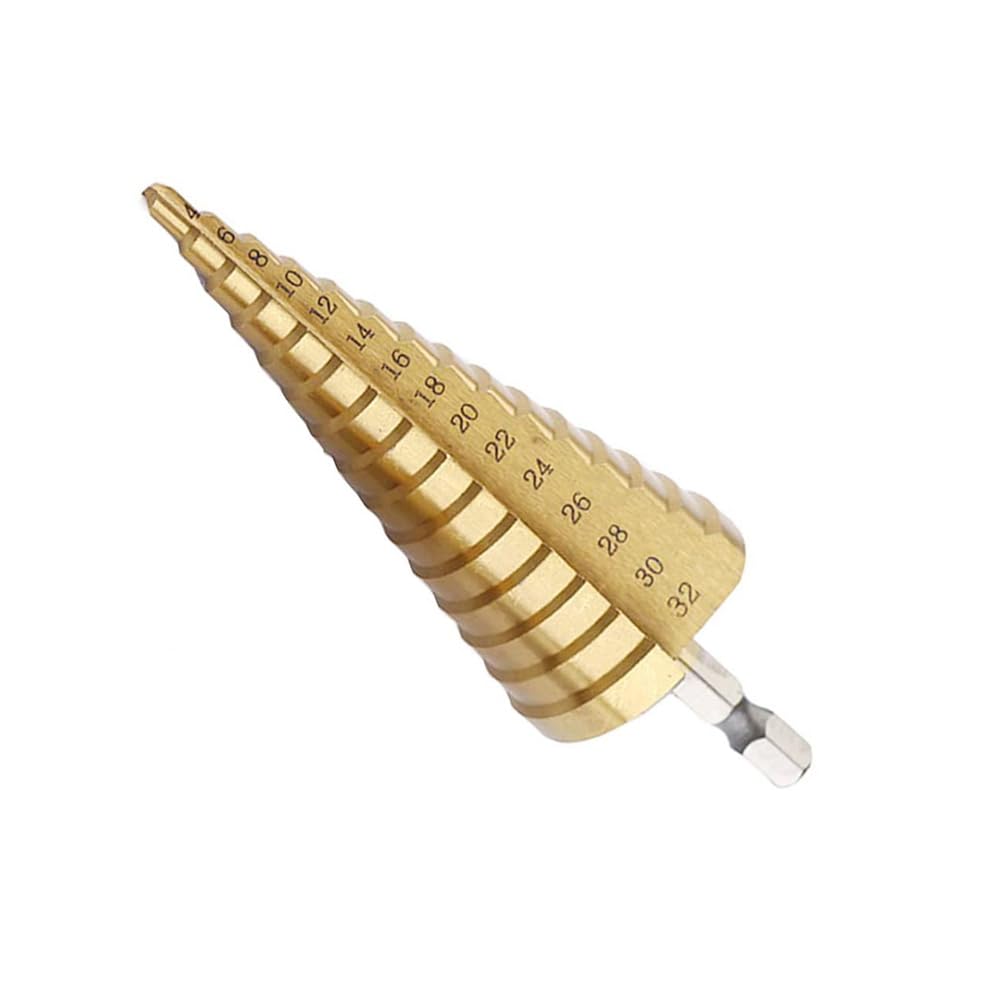1/4" Esagono Codolo 4-32mm Titanio Rivestito Spirale Scanalata HSS Trapano per Plastica, Legno, Metallo Multi-Foro Conico