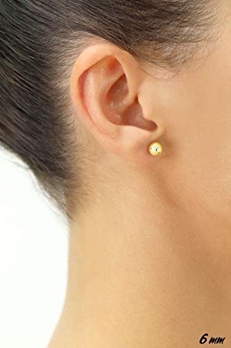 14K Yellow Gold Ball Stud Earrings With Secure Screw-Backs (6Mm) #TOP1