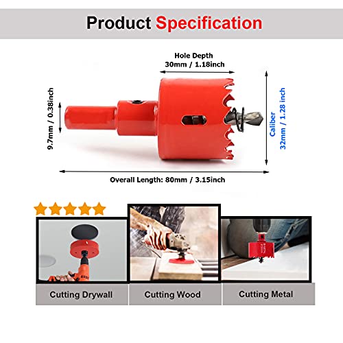 SagaSave 32mm HSS Bi-Metal Hole Saw with Corn Hole Drilling Cutter - Image 2