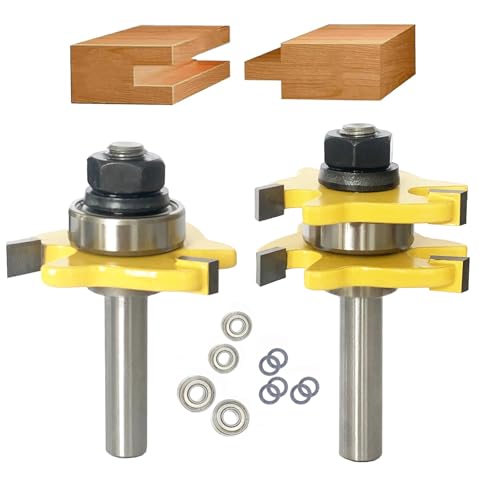 AKYLIN Fraises à Rainures Tige de 8 mm, Fraise Pour Rainure Bois, 4 Roulements à Billes Inclus, Fraises en Carbure de Tungstène pour le Traitement du Bois