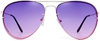 Classic Aviator Sunglasses Gradient Tinted Oceanic Lens Metal Shades Men Women (Gold/Purple)