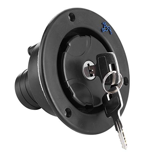 Image of Black Fresh Water Fill Hatch Inlet Round Water Inlet Fill Lock Tank Filling Port W /Key for RV Yacht Camping Suitable for Yacht Camper Trailer(Black)