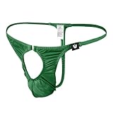 Kweltzeit Mens Open Front Underwear Thong & G-String - Soft Stretch Breathable Lingerie for Men Green