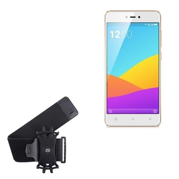 BoxWave Holster Compatible with QMobile Noir LT700 Pro - ActiveStretch Sport Armband, Adjustable Armband for Workout and Running - Jet Black