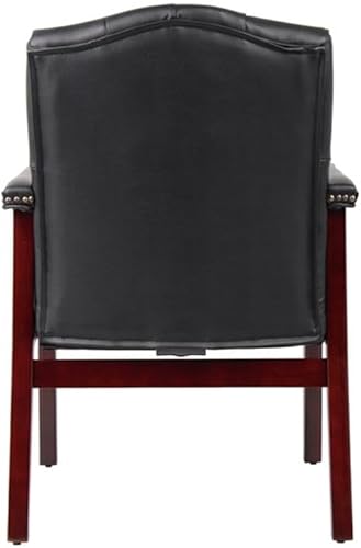 Miniatura 4 de Pemberly Row Silla de invitados tradicional de piel sintética en color negro
