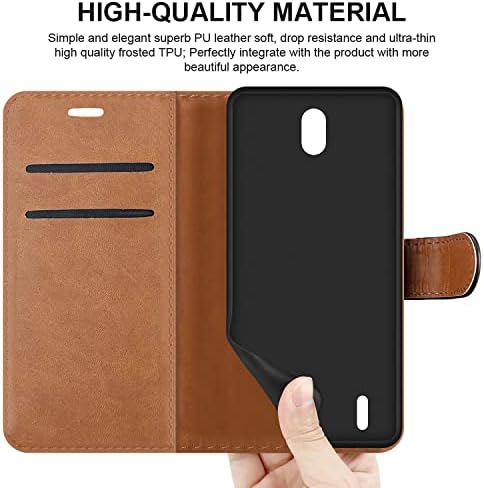 iCatchy for Nokia C01 Plus Case Leather Wallet Book Flip Folio Stand View Cover with Card Slots and Kickstand for Nokia C01 Plus Phone Cover (Black)