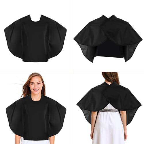 Frisierumhang Kurz, Schwarze Haarschnittumhang, Wasserdichter Barber Cape, Make up Umhang, Salon-Kurzumhänge, Professionelle Friseurumhänge, Haare Färben Zubehör Für Haarfärbe Bleichmittel Shampoo