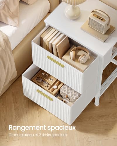 Lot 2 tables de chevet velours côtelé 2 tiroirs SONGMICS