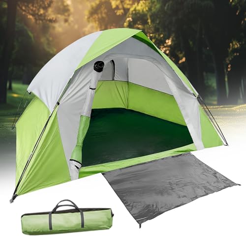 XL 4 Person Dome Camping Tent, Light Green，Double Layer Waterproof, Removable Rain Fly, for Outdoor Hiking, Fishing (4 People Light Green-2)