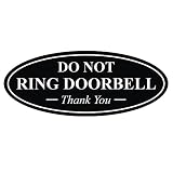 All Quality Oval DO NOT Ring DOORBELL Thank You Sign - Black Small 1 Pack