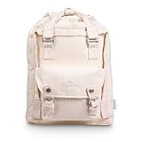 Doughnut Macaroon - Mochila de algodón orgánico con cordón para viajes, escuela, colegio, niñas, ligera, para viajeros, casual, mochila - blanco - Mini