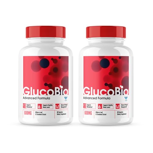 (Official 2 Pack) Glucobio Capsules, Gluco Bio Blood Support Pills Advanced Formula, GlucoBio All Natural Ingredients, GlucaBio Maximum Strength, Glucbio, Glucobio Blood, Glycogen Support (120 Caps)