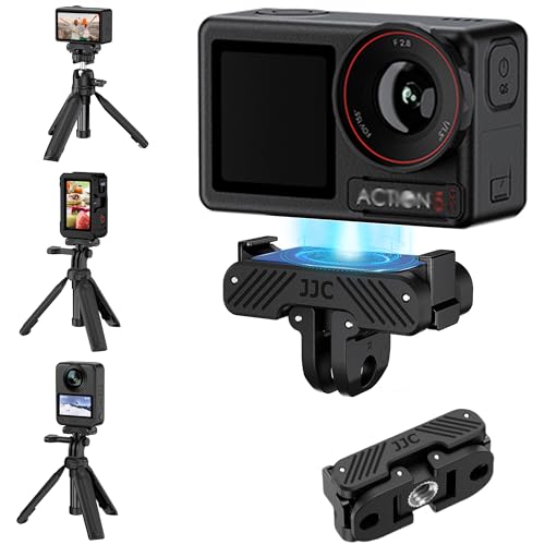 JJC DJI Osmo Nano Osmo 360 Osmo Action 5 Pro クイックリリースマウント マグネット式 1/4ネジ穴 横縦撮影可能 折り畳み式 三脚 自撮り棒 ナイロン&アルミ材質 耐久性 携帯便利 シリコンパッド内蔵 擦り傷防止