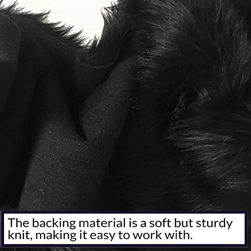 Bianna Noir Black Faux Fur Fabric – Shaveable, Thick, Cut from 60-Inch Wide Material, Premium Shag for Crafting, Costumes, Decor (8x8 inches) - Thumbnail 2