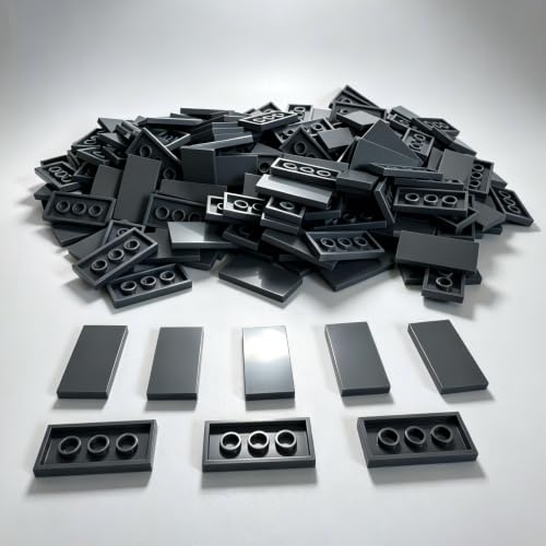 100 Piece Dark Gray Building Tiles Bulk Assortment Pack, 2x4 Tiles Accessories for Building, Compatible with Lego Parts and Pieces