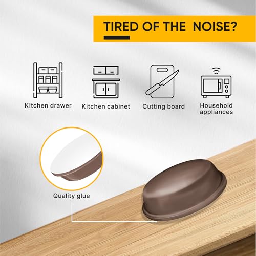 Vellax Cabinet Door Bumpers 128 Pcs - 1/2” Diameter Brown Self Adhesive Pads, Cabinet Stoppers, Rubber Bumpers for Drawers, Cupboards, Cutting Boards, Glass Tops, Picture Frames, Kitchen Furniture