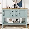 Farmhouse sideboard buffet cabinet kitchen sideboard cabinet with storage drawers and bottom shelf for entryway hallway foyer table cupboard coffee bar cabinet 46 grey blue  urban country home decor
