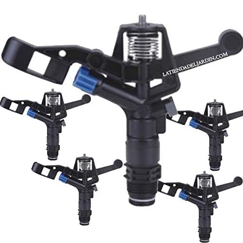 Suinga Pack 5 Aspersor de riego Agricola Circular 3/4'' | Aspersores cesped 13 a 18 m | Aspersor Jardin 360º Tipo Naandanjain 5035, Negro