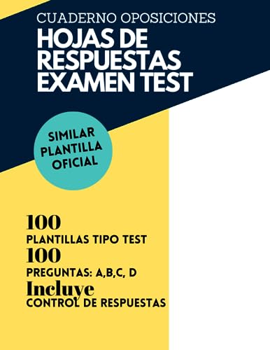 Hojas de respuestas examen test: cuaderno de oposiciones
