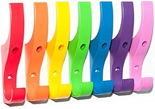 Toughook XL Large Unbreakable Plastic Safety Bag & Coat Hooks 7 Pack (Rainbow)